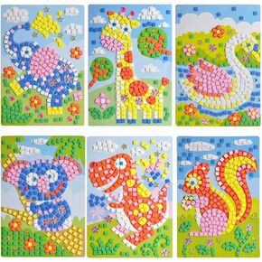 CCINEE فسيفساء ملصق DIY اليدوية الفن الحرف مجموعات عيد الميلاد السنة الجديدة هدايا للأطفال الفيل الببغاء رائد الفضاء الديناصورات 8 حزم