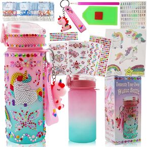 Decorate Your Own Water Bottle Kits for Girls Age 4-6-8-10-12,Unicorns Gem Diamond Paint Crafts,Ideal Fun Arts and Crafts Gifts Toys for Girls Birthday Christmas