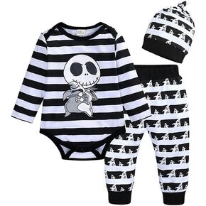 Pezhiqun Baby Boy Girl Halloween Costumes Outfits Newborn Infant Cosplay Bodysuit Skeleton Skull Print Playsuit Gift Present