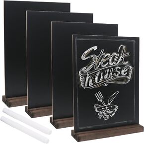 Tabletop Chalkboard Sign with Base Stand 4 Pack 8.5 x 11inch Double Side Standing Menu Boards Food Signs for Party Buffet Wedding Bar and Restaurant