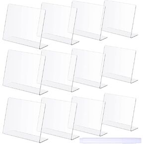 Outus 12 Pieces Buffet Food Labels Mini Chalkboard Signs Acrylic Table Tent Sign with 2 Pieces Erasable Chalk Marker for Weddings Birthday Parties(White)