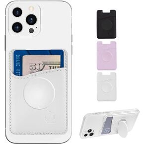 Wallaroo Wallets Premium Leather Phone Card Holder with Stand - Non-Slip Interior Strong Adhesive Grip - Phone Wallet Stick - Slim, Lightweight & Durable - Compatible with Most Phones