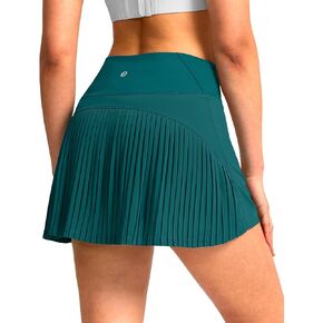 SANTINY Women's Pleated Tennis Skirt High Waited Athletic Skirts with Pockets Tummy Control Golf Skorts for Woman