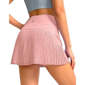 SANTINY Women's Pleated Tennis Skirt High Waited Athletic Skirts with Pockets Tummy Control Golf Skorts for Woman