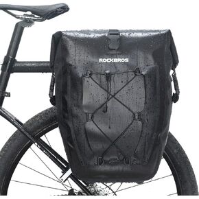 ROCKBROS Bike Panniers Waterproof Bike Rear Rack Bag Max 30L Large Capacity Bike Rear Panniers for Cycling Traveling Commuting