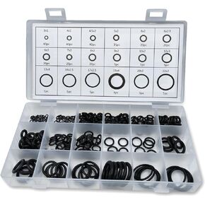 Slykew 270 PCS Auto Sealing O-Ring, 18 Sizes High Pressure High Temperature Resistant Nitrile Rubber Ring Repair Kit, Air Conditioning Compressor Gasket Classification Set, Universal for Cars (Green)