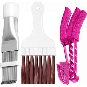 Hommtina 3 Pcs Air Conditioner Condenser Fin Comb/Cleaning Brush, Coil Cleaner Whisk Brush with Window Blinds Brush Dust Cleaner for Refrigerator Evaporator Radiator