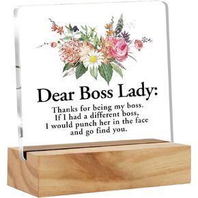 Boss Lady Appreciation Acrylic Desk Sign Decoration Plaque Thank You Boss Lady Desk Sign Keepsake Home Office Desk Décor
