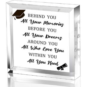 Graduation Inspirational Quote Sign Decor Desk Sign Behind You All Your Memories Block Sign Rustic Home Shelf Wall Decoration Grad Gift, Graduation Party Sign