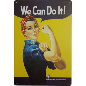 ERLOOD Pin-up Girl We Can Do It Metal Retro Wall Decor Vintage Tin Signs 12" X 8" Inches
