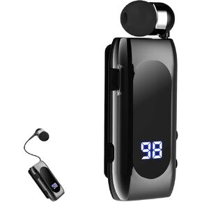 Retractable Wireless Headset Headphone Stereo Earphone V5.0 Noise Cancelling Mic Clip on Earpiece Comfortable HandsFree Headset 20Hrs Talking Time Sports Business Trucker Driver Earbud in Kuwait