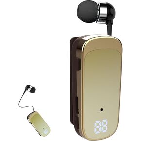 Retractable Wireless Headset Headphone Stereo Earphone V5.0 Noise Cancelling Mic Clip on Earpiece Comfortable HandsFree Headset 20Hrs Talking Time Sports Business Trucker Driver Earbud