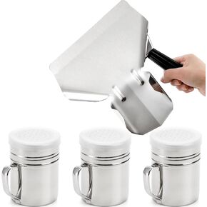 4 قطع من مغرفة الفشار وهزازات فلفل ملح معدنية، مغرفة قلي فرنسية من الفولاذ المقاوم للصدأ، مغرفة متعددة الاستخدامات، هزازات توابل للتوابل للاستخدام التجاري والمنزلي in Kuwait