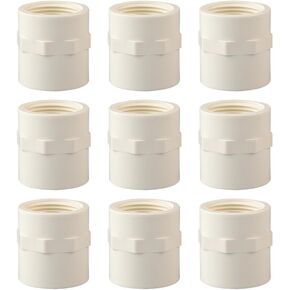 TOMEEX 9pcs 1" White PVC Female Adapter Pipe Fittings (Slip to Female Thread) 1 Inch Coupling with Female Thread Schedule 40