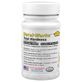 Industrial Test Systems WaterWorks 481108 Total Hardness Test Strip, 3 Second Test, 0-1000ppm Range, Our #1 Test Strip for Total Hardness, Bottle of 50 Tests, Tan