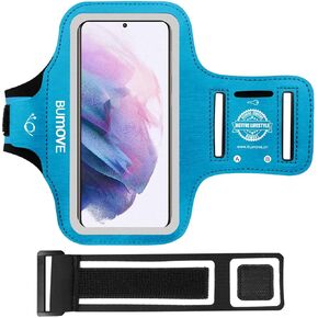 BUMOVE Running Armband for Samsung Galaxy S24/S23/S22/S21/S20/S10,with Card Holder, Gym Workouts Sports Phone Arm Band (Black)