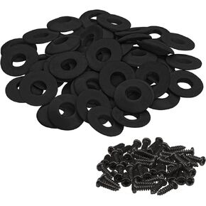 48Pcs Yootones Plastic Guitar Tuner Ferrules Washers Compatible with Guitar Tuning Peg Machine Heads (Black)