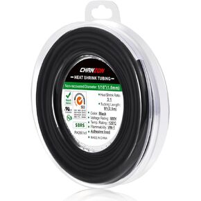 Chanzon 3:1 Ratio 5/16" (7.9mm) Heat Shrink Tubing - Marine Grade Waterproof Adhesive Lined - 8Ft Roll (2.5M Total Length) Black Polyolefin Sleeving Wrap Shrinking 3 to 1 Ratio 1pcs