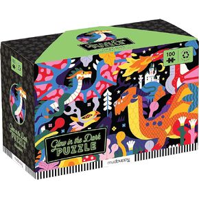 Mudpuppy Dragons – 100 Piece Glow in The Dark Puzzle with Bold Scene of Fire Breathing Dragons and Hidden Puzzle Details in The Dark for Children Ages 5 and Up