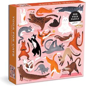 Galison Yoga for Cats 500 Piece Puzzle from Galison - 20" x 20" Jigsaw Puzzle, Bright and Bold Artwork, Thick and Sturdy Pieces, for Cat Lovers!