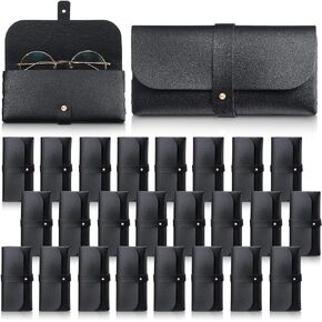 Nuogo 30 Pack Eyeglass Case Soft Glasses Case Studded Sunglasses Pouch Portable PU Leather Sunglasses Bag Travel Reading Glass Sleeve for Women Men