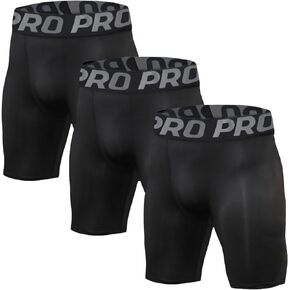 LANBAOSI 3 Pack Mens Compression Running Shorts Spandex Compression Underwear for Men Athletic Shorts Biking Running