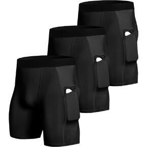 Compression Shorts Men with Pocket Spandex Underwear Sports Short Cool Dry Running Tights Shorts Performance Baselayer