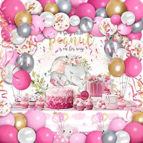 Party Spot! 177 Pcs Baby Shower Decorations for Girl, Princess Party Decorations, Balloon Arch, 12 Sets of Tablewares, Disposable Paper Plates, Banner, Backdrop, Castle Balloon