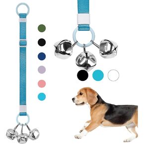 Puppy Bell Doorbells with Hanging Ring, Dog Bells for Potty Training, Can attach to doorkob or Anywhere Near the Door, Length and Height Adjustable, Louder Bigger Jingle Bells for Puppies (Black)