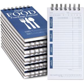 Juvale 12-Pack Food Journal for Weight Loss Bulk, 4x8 inches Daily Food Log Tracker Diary with Breakfast, Lunch, Dinner, Water, Calorie, and Snack Sections for Men, Women