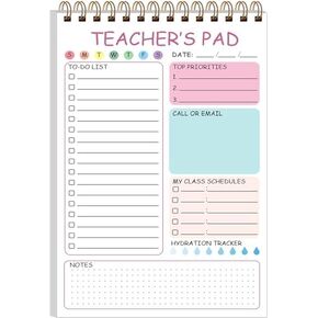 Teacher Notepad - Teacher To Do List Notepad, Spiral Checklist Notebook Organizer for Teachers Notes Task Appointment, Teacher Appreciation Gifts, 5.8'' x 8.3'', Pink