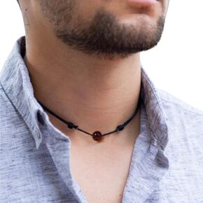 Luck Strings Unisex Beaded Choker Necklace - Versatile & Adjustable Cord with Crystal Gemstones (amethyst)