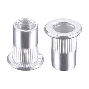 uxcell M6 Rivet Nuts Aluminium Alloy Knurled Flat Head Threaded Insert 60Pcs