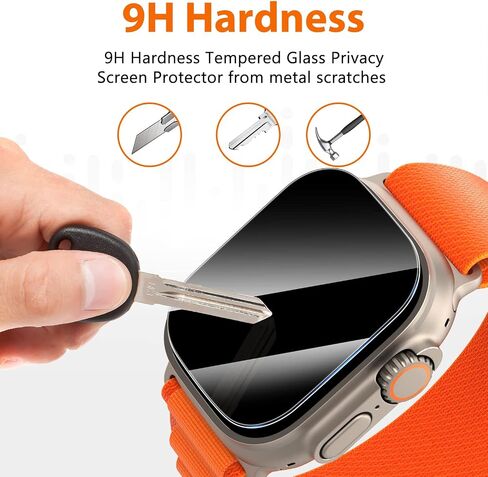 واقي شاشة للخصوصية من UniqueMe لساعة Apple Watch Ultra 2 / Apple Watch Ultra 49mm - غطاء مقاوم للصدمات من الزجاج المقسى بدرجة عسكرية ومضاد للخدش وغطاء خالٍ من الفقاعات لساعة iWatch Ultra، 4 عبوات in Saudi Arabia