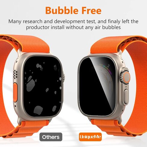 واقي شاشة للخصوصية من UniqueMe لساعة Apple Watch Ultra 2 / Apple Watch Ultra 49mm - غطاء مقاوم للصدمات من الزجاج المقسى بدرجة عسكرية ومضاد للخدش وغطاء خالٍ من الفقاعات لساعة iWatch Ultra، 4 عبوات in Saudi Arabia
