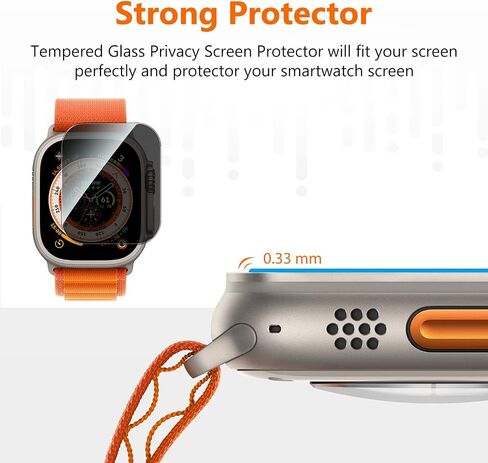 واقي شاشة للخصوصية من UniqueMe لساعة Apple Watch Ultra 2 / Apple Watch Ultra 49mm - غطاء مقاوم للصدمات من الزجاج المقسى بدرجة عسكرية ومضاد للخدش وغطاء خالٍ من الفقاعات لساعة iWatch Ultra، 4 عبوات in Saudi Arabia