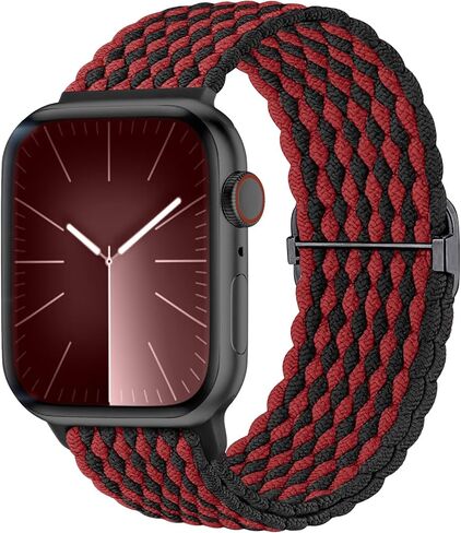 حلقة منفردة من النايلون المضفر من Lenrao متوافقة مع أحزمة ساعة Apple 49 مم 45 مم 44 مم 42 مم 41 مم 40 م 38 مم للنساء والرجال، أشرطة رياضية قابلة للتمدد وقابلة للتعديل لسلسلة iWatch 9 8 7 6 5 4 3 SE Ultra in Kuwait