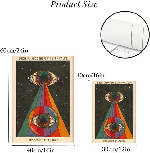 LOARTVE 2 Pcs of Sun and Moon Retro Tarot Card Wall Art Hippie Cat Canvas Posters Prints Mysterious Astrology Aesthetics Wall Decor Pictures Living Room Bedroom Home Decoration 16x24in Unframed in Saudi Arabia