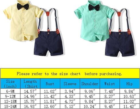 EVGVAT Toddler Baby Boys Outfit Sets Boy Short Sleeve Gentleman Dress Shirt with Bowtie Suspender Pants in Kuwait