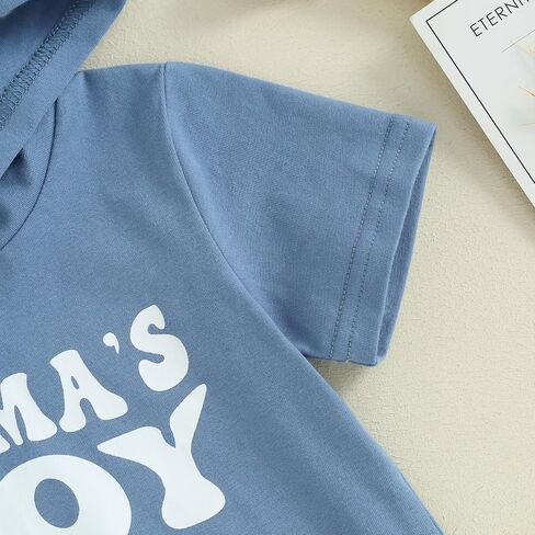 LAGKIYOJ Toddler Baby Boy Summer Clothes Mamas Boy Embroidery Short Sleeve Hoodie Shorts Set Infant Boy Mothers Day Outfit in Saudi Arabia