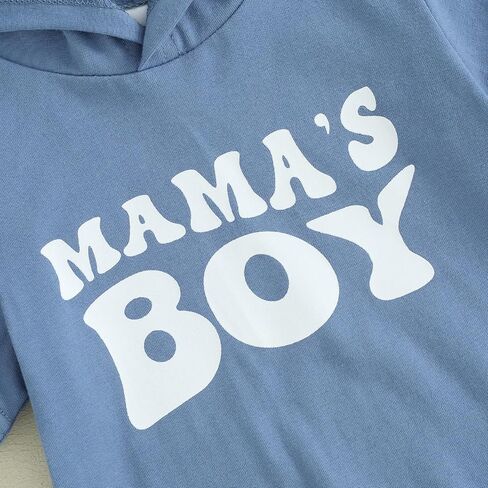 LAGKIYOJ Toddler Baby Boy Summer Clothes Mamas Boy Embroidery Short Sleeve Hoodie Shorts Set Infant Boy Mothers Day Outfit in Saudi Arabia