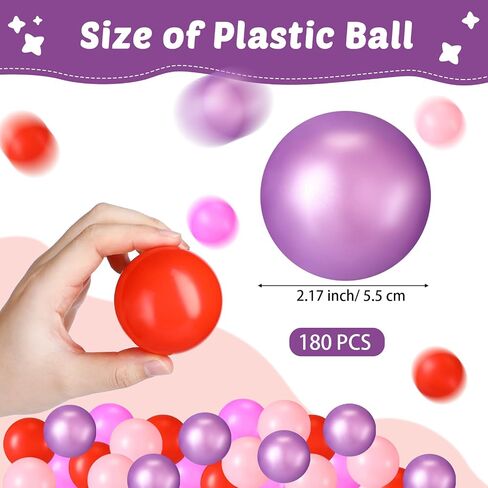Shappy 180 Pcs Soft Plastic Ball, Crush Proof Ocean Balls Valentine's Toy Balls for Boys Girls Photo Booth Props Play Tent Swimming Pool(Pink Tone) in Saudi Arabia