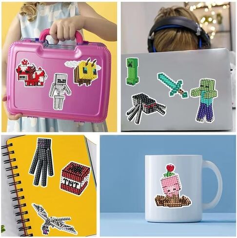 11 Pcs Pixel Mining World Diamond Art Painting Stickers, Pixel Style Gem Paint by Numbers Diamonds Arts for Kids and Adult Beginners, Easy to DIY Creative Diamond in Saudi Arabia