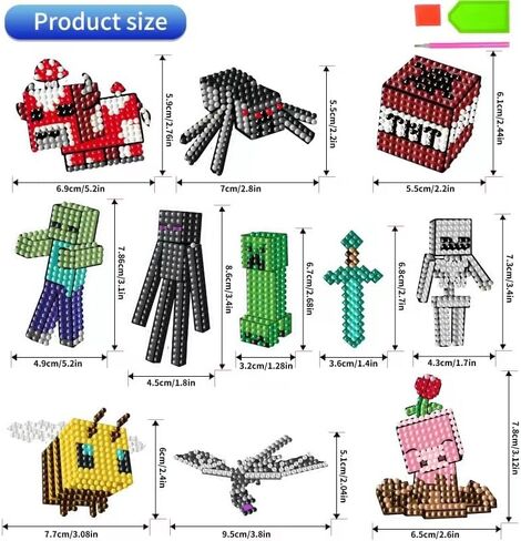 11 Pcs Pixel Mining World Diamond Art Painting Stickers, Pixel Style Gem Paint by Numbers Diamonds Arts for Kids and Adult Beginners, Easy to DIY Creative Diamond in Saudi Arabia