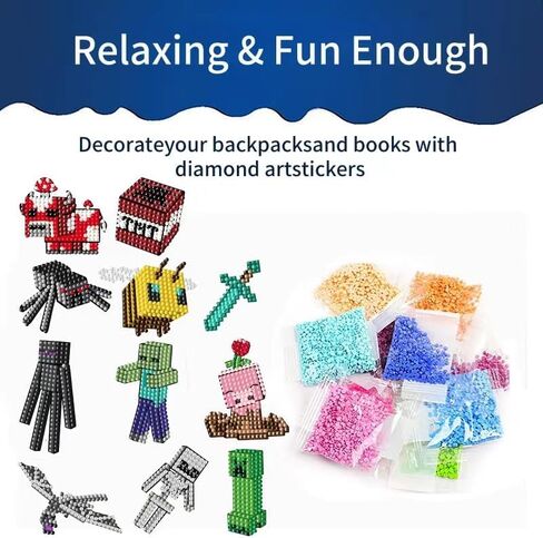 11 Pcs Pixel Mining World Diamond Art Painting Stickers, Pixel Style Gem Paint by Numbers Diamonds Arts for Kids and Adult Beginners, Easy to DIY Creative Diamond in Saudi Arabia