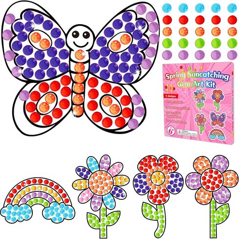 Spring Flower Arts and Crafts, Art Crafts Suncatcher Kits for Children Teenagers Kids at 6-8, DIY Diamond Painting Kits for Girls at 4 5 10 12 in Saudi Arabia