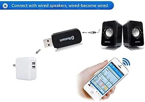 إيكوجير؟ USB بلوتوث استقبال الموسيقى الصوت محول للهواتف مكبر الصوت PC 3.5mm ستيريو + ABEL رباط للكابل in Saudi Arabia