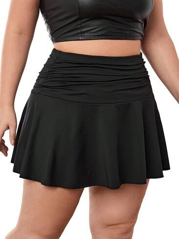 Floerns Women's Plus Size Ruched Ruffle Hem Tennis Golf Skirt Running Workout Skirt in Saudi Arabia