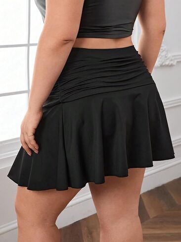 Floerns Women's Plus Size Ruched Ruffle Hem Tennis Golf Skirt Running Workout Skirt in Saudi Arabia