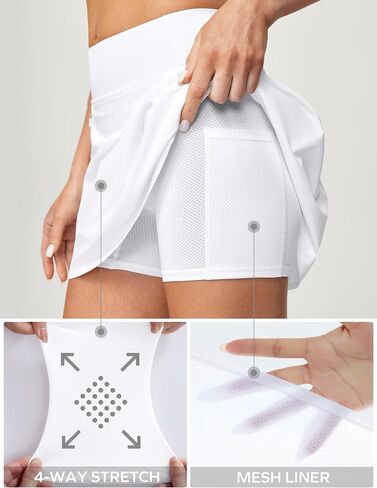 Ewedoos Golf Skorts Skirts for Women Zipper Pockets High Waist Tennis Skirt Underneath Pleated Athletic Casual Skort in Saudi Arabia
